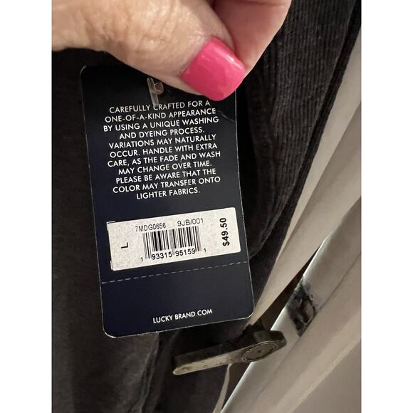 Lucky Brand Gray Men’s Raglan Long Sleeve Thermal Graphic Tee Sz L NWT - Picture 5 of 11